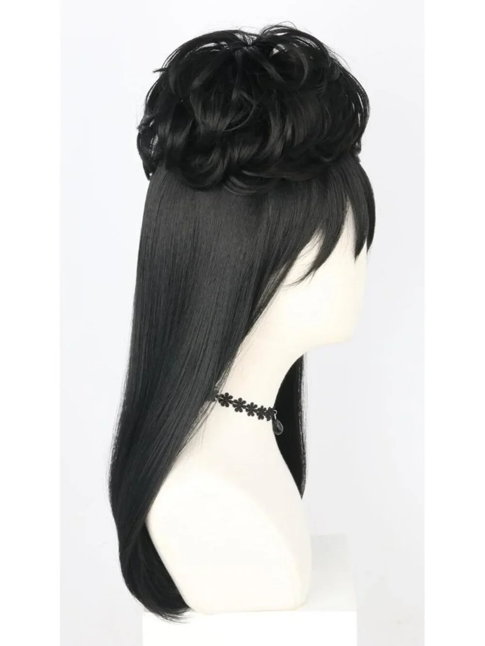 Women's Black 1 Short Cosplay Halloween Costume Wig With Necklace Earrings